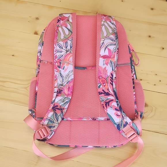 Vera Bradley ReActive XL Backpack in Rain Forest Canopy Coral Print - Picture 6 of 16